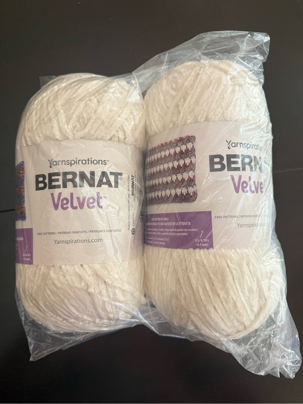 Yarnspirations Bernat Velvet Plush Cream Bedding Yarn - Soft Cream Color